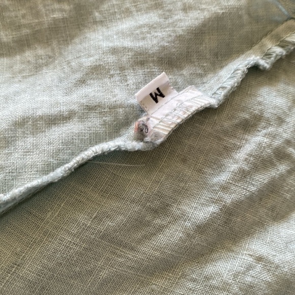 CP Shades Green V Neck Faux Wrap Linen Top Medium - Picture 8 of 8